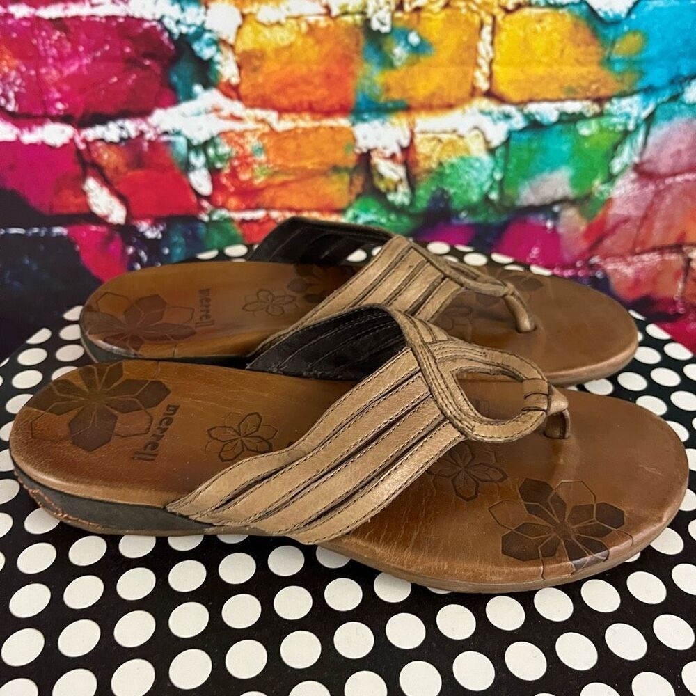 Merrell Lidia Sandal Leather Thong Flip Flop Casual Flat Comfort Size 6